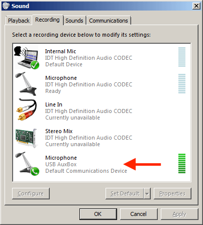 USB Auxbox: Windows Sound Device USB Auxbox: Windows Sound Device
