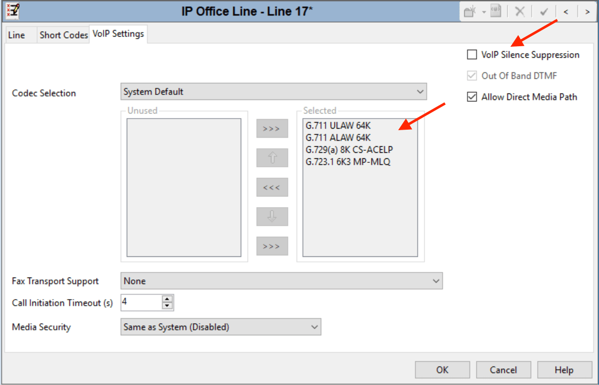 Select the preferred Codec Selection buildscn3.png