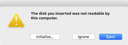 Disk not readable: Ignore Disk Not Readable box