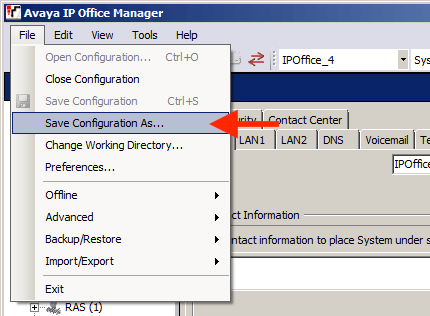 Backup IP Office Configuration Backup IP Office Configuration