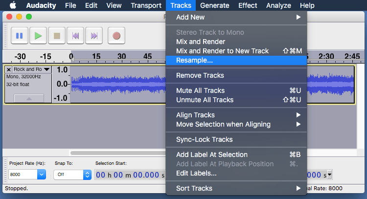 Audacity: Resample Audacity: Resample