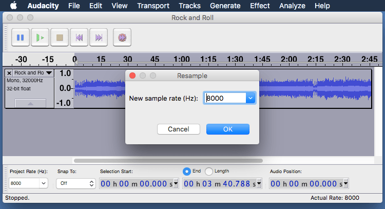 Audacity: New Sample Rate Audacity: New Sample Rate