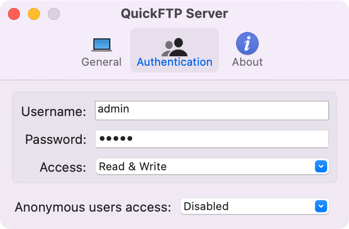 Quick FTP Server - Athentication qftp_auth.png