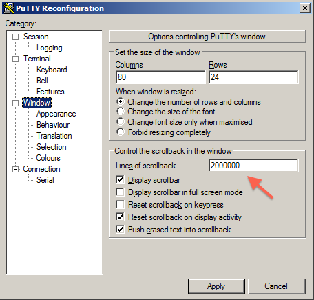 PuTTY Scrollback Buffer PuTTY Scrollback Buffer