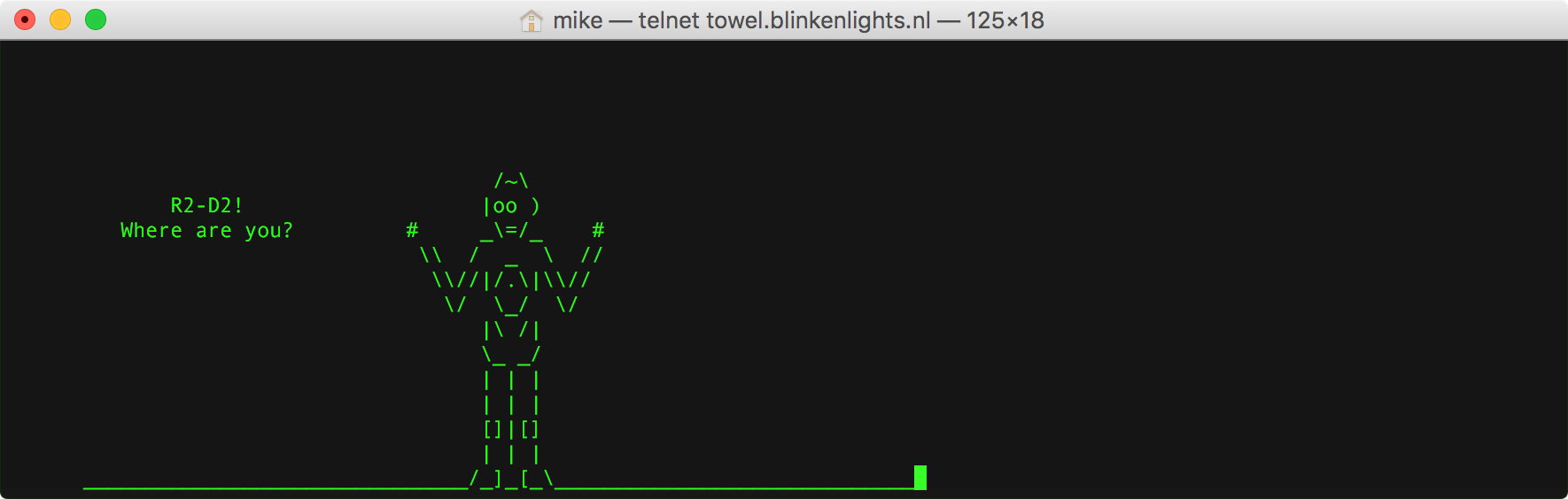 telnet towel.blinkenlights.nl